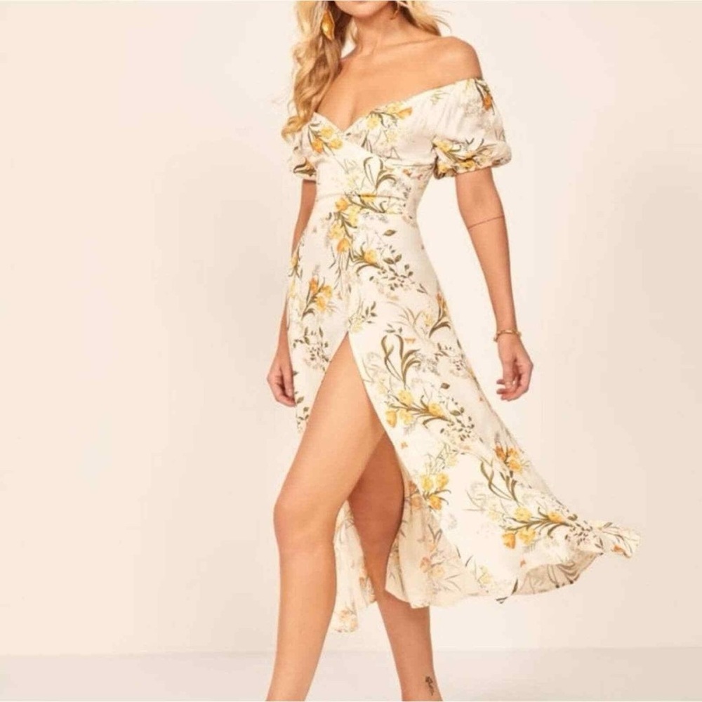 Reformation Aurora pearl off the shoulder dress